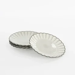 Borden-Mica Decorations Corfu Ontbijtbord - H2,5 x Ø21 cm - Keramiek - Grijs