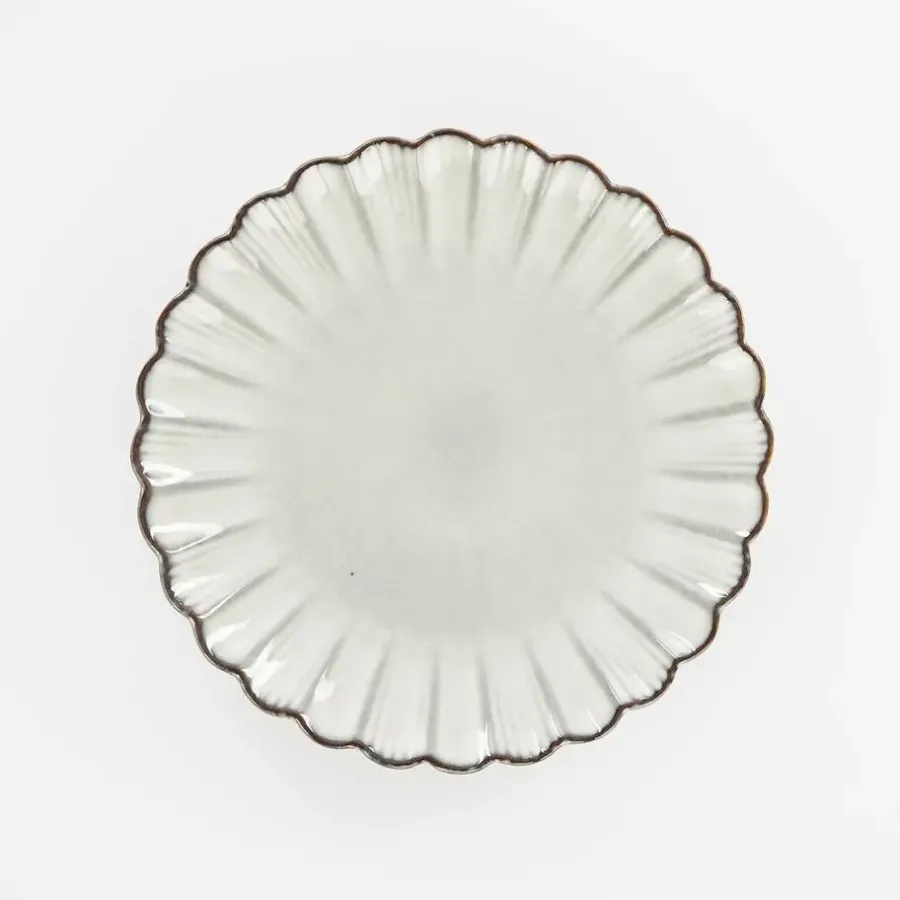 Borden-Mica Decorations Corfu Ontbijtbord - H2,5 x Ø21 cm - Keramiek - Grijs