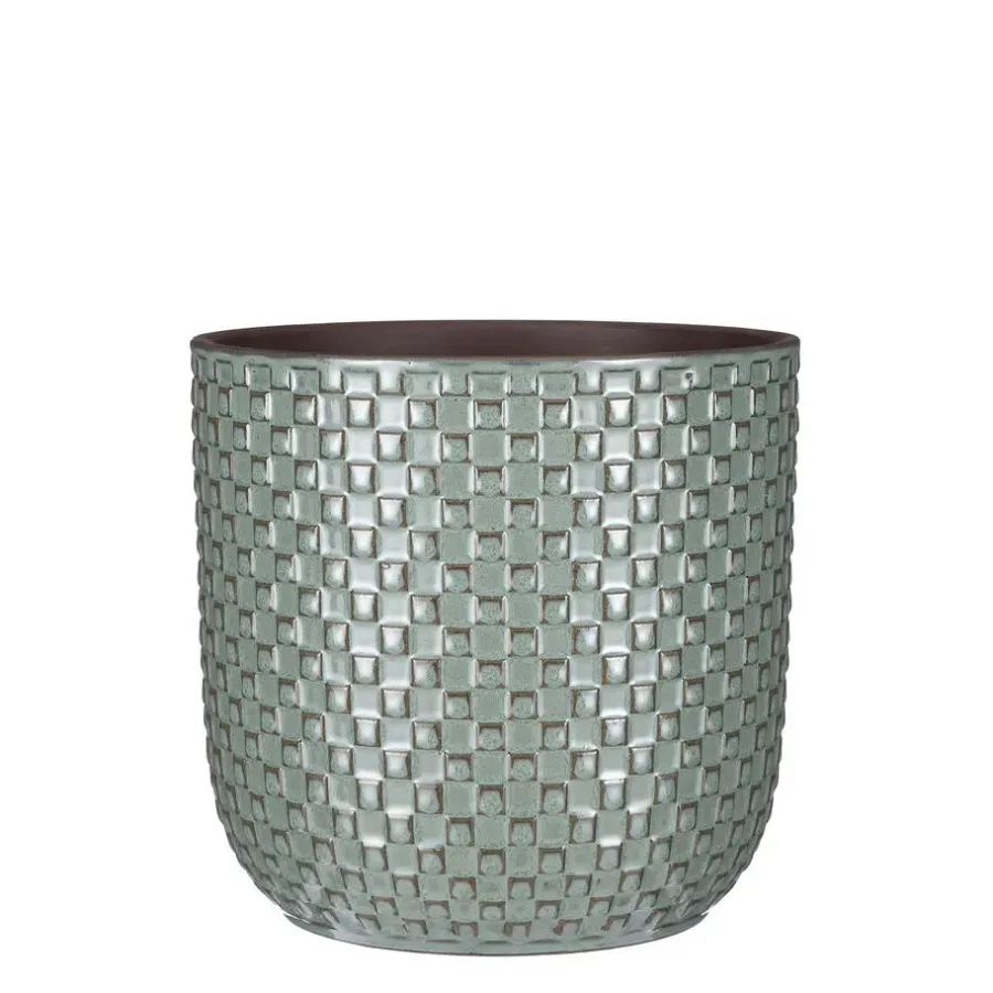 Bloempotten Voor Binnen-Mica Decorations Daan Bloempot - H20,5 x Ø21,5 cm - Groen