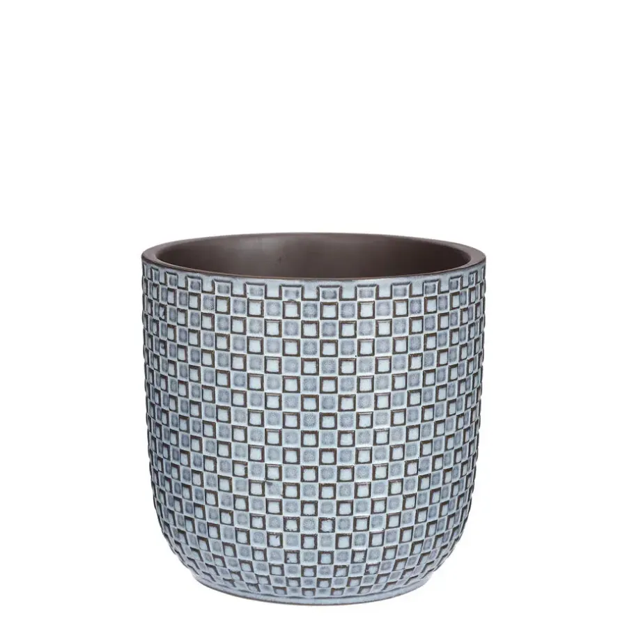 Bloempotten Voor Binnen-Mica Decorations Daan Bloempot - H17,5 x Ø19 cm - Blauw