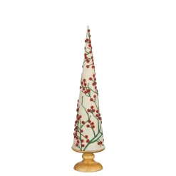 Kerstbomen-Mica Decorations Decoratie Kerstboom - H55 x Ø12 cm - Mangohout - Rood