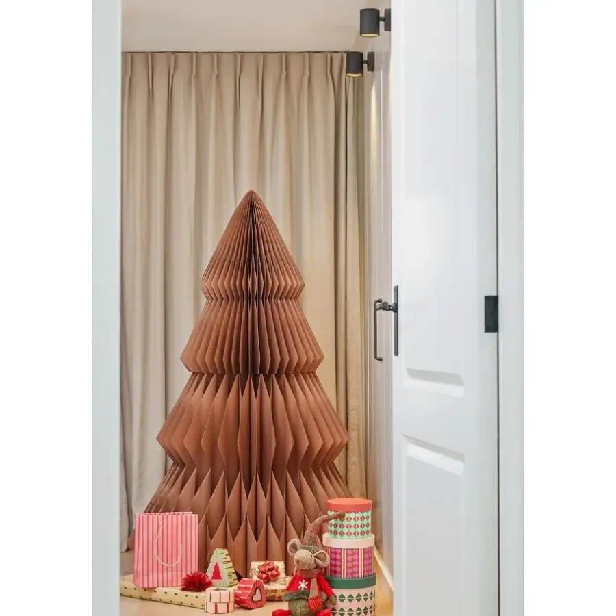 Kerstbomen-Mica Decorations Decoratie Kerstboom - H152 x Ø104 cm - Papier - Bruin