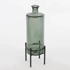 Mica Decorations Guan Glazen Fles - H40 x Ø15 cm - Groen