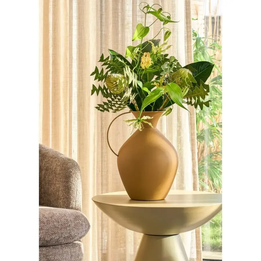 Vazen-Mica Decorations Gyge Vaas - L30 x B24 x H37 cm - Metaal - Geel