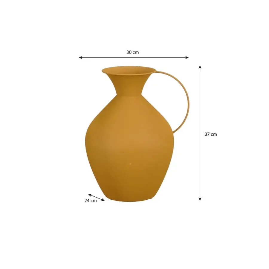 Vazen-Mica Decorations Gyge Vaas - L30 x B24 x H37 cm - Metaal - Geel