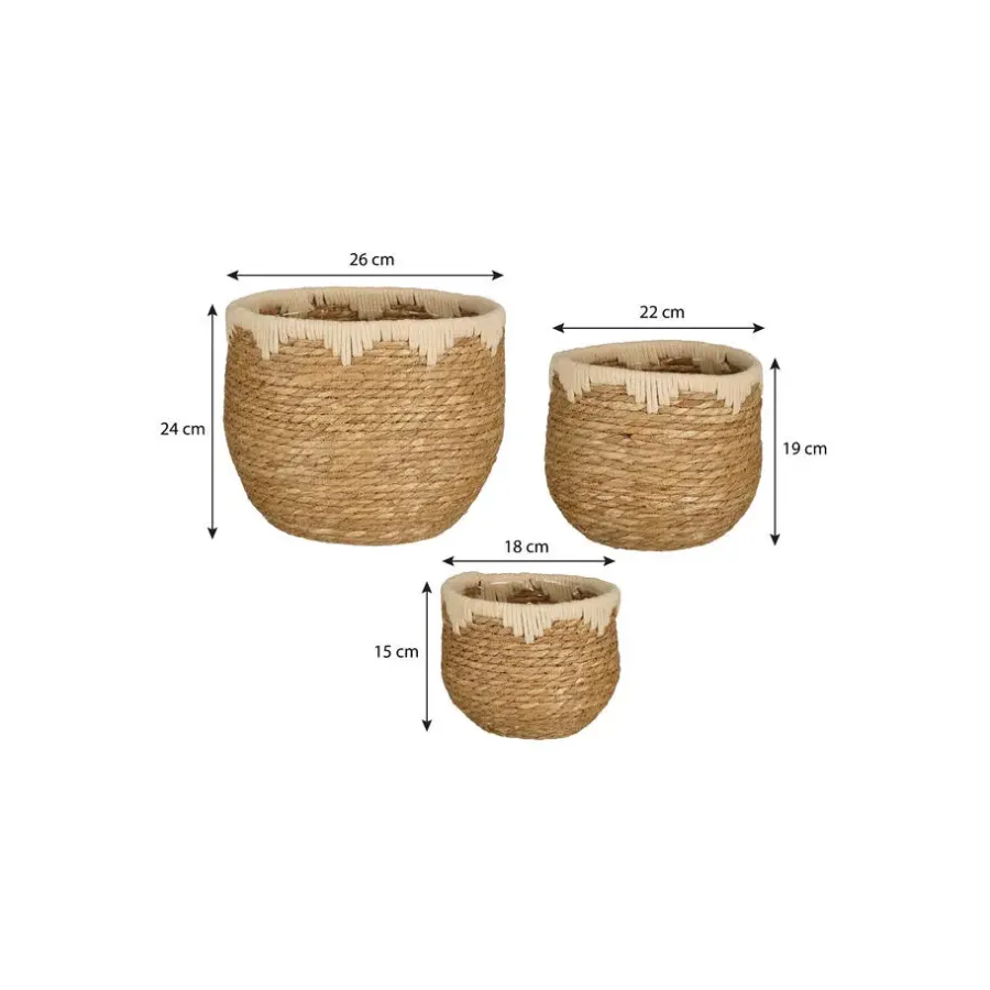 Opbergmanden-Mica Decorations Jorck Plantenmandenset - H24 x Ø26 cm - Beige
