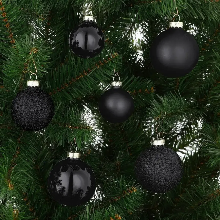 Kerstballen-Mica Decorations Kerstballen Set - 26 Stuks - Ø7 cm - Glas - Zwart