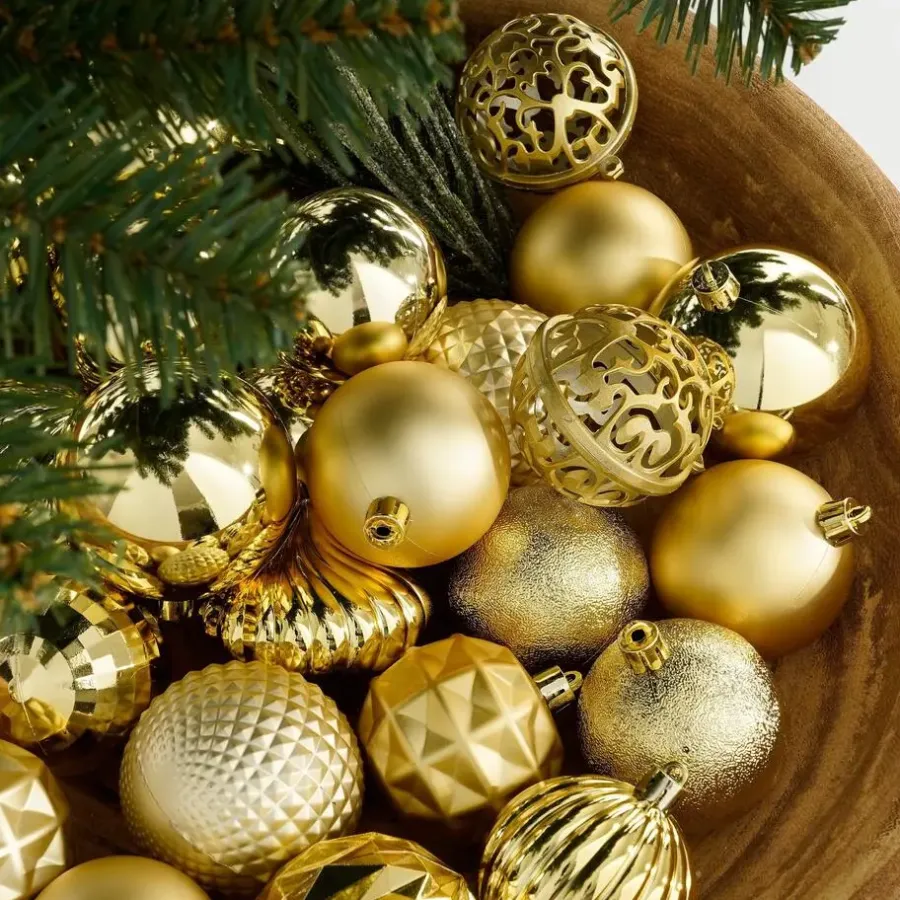 Kerstballen-Mica Decorations Kerstballen Set - 60 Stuks - Goud