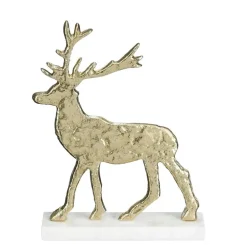 Beelden-Mica Decorations Kerstdecoratie Hert - L20 x B5 x H27 cm - Champagne
