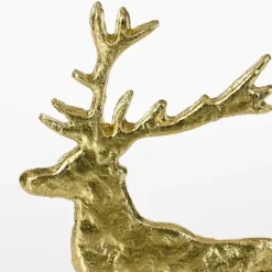 Beelden-Mica Decorations Kerstdecoratie Hert - L20 x B5 x H27 cm - Champagne