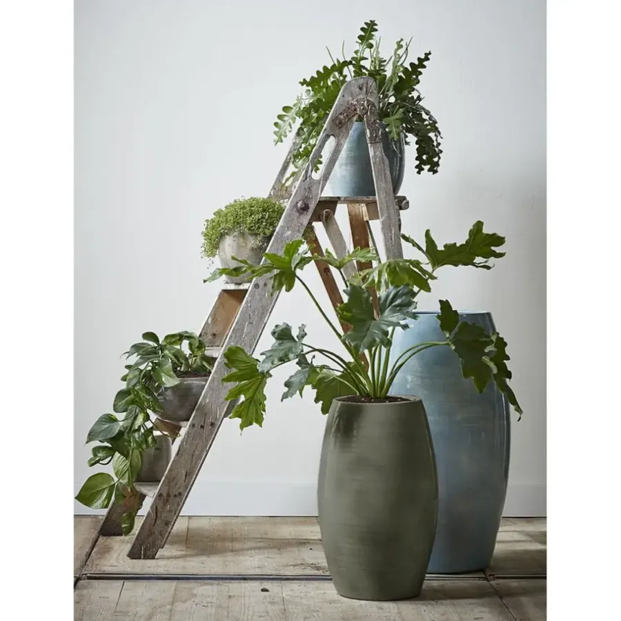 Vazen-Mica Decorations Lester Vaas - H50 x Ø30 cm - Terracotta - Groen