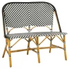 Mica Decorations Mandox Bank - L98 x B60 x H93 cm - Rotan - Zwart, Wit