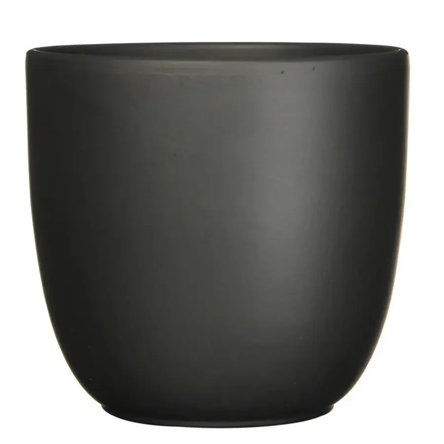Bloempotten Voor Binnen-Mica Decorations Planten/bloempot Tusca - Zwart - D28/H25 cm