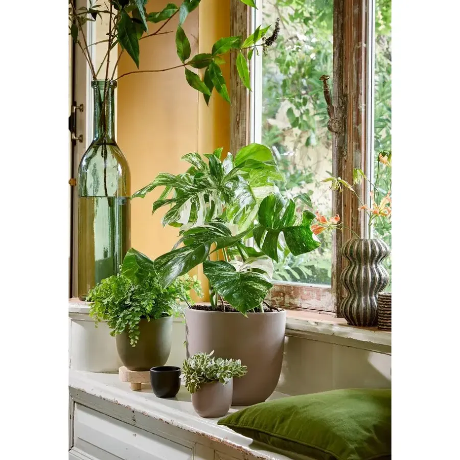 Bloempotten Voor Binnen-Mica Decorations Planten/bloempot Tusca - Zwart - D28/H25 cm