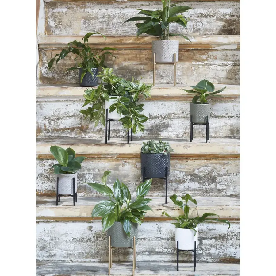 Mica Decorations Plantenpot - wit - keramiek - 23 x 21 cm