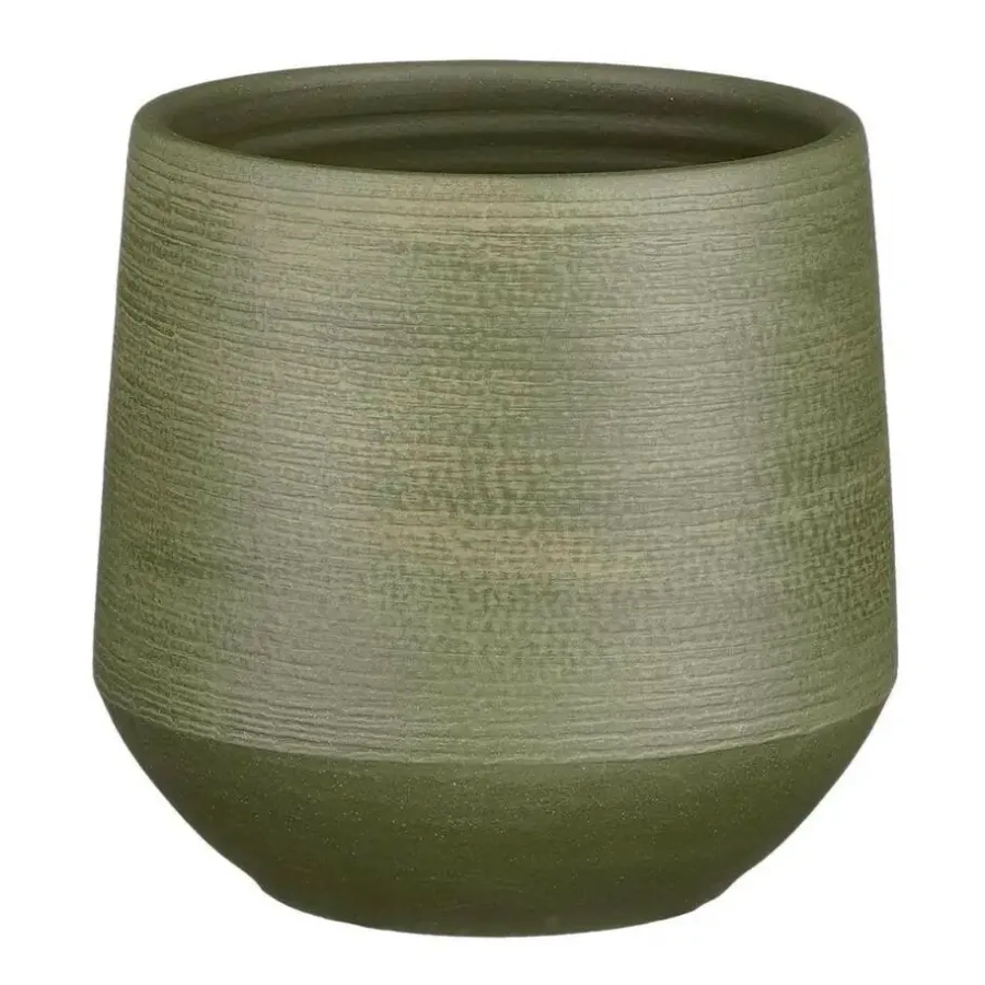 Bloempotten Voor Binnen-Mica Decorations Plantenpot - groen relief - terracotta - 19x18cm