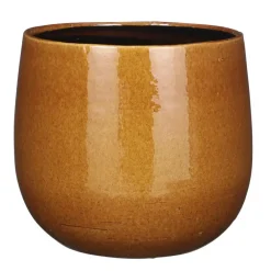 Bloempotten Voor Binnen-Mica Decorations Plantenpot - keramiek - geel glans - D25/H20 cm