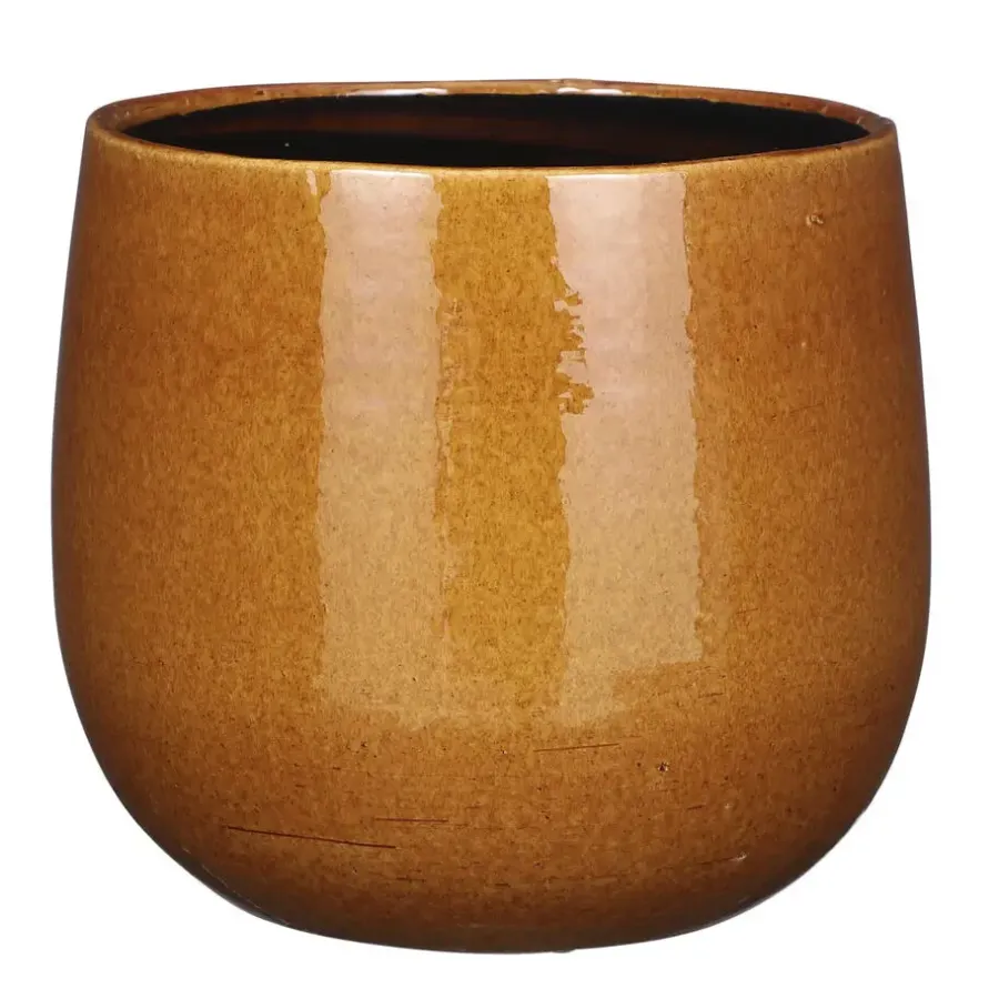 Bloempotten Voor Binnen-Mica Decorations Plantenpot - keramiek - geel glans - D25/H20 cm