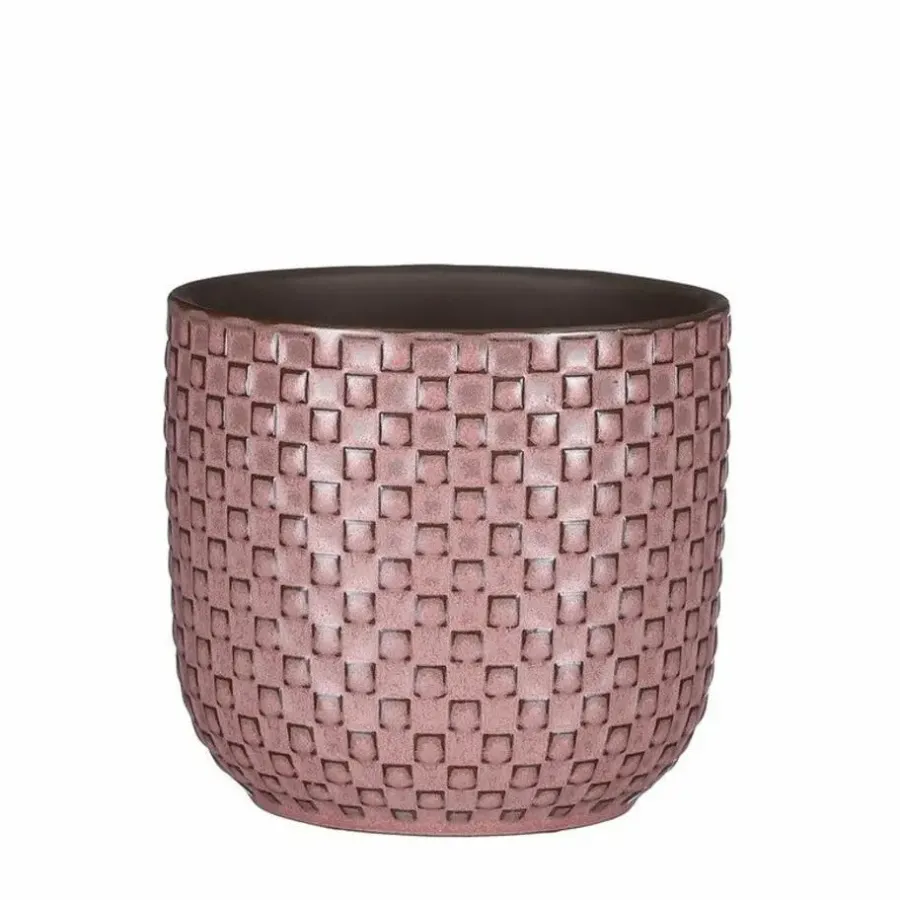 Mica Decorations Plantenpot - keramiek - roze - 12 x 11 cm
