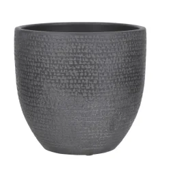 Mica Decorations Plantenpot - terra -zwart/grijs flakes -24x22 cm
