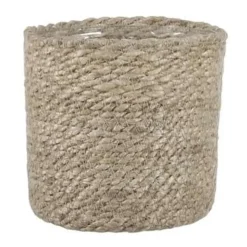 Bloempotten Voor Binnen-Mica Decorations Plantenpot - rotan - bruin - plantenmand - 14 x 14 cm