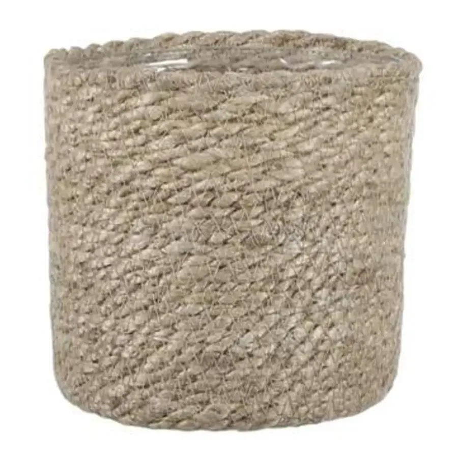 Bloempotten Voor Binnen-Mica Decorations Plantenpot - rotan - bruin - plantenmand - 14 x 14 cm