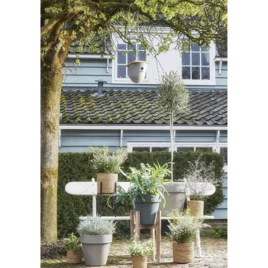 Bloempotten Voor Binnen-Mica Decorations Plantenpot - rotan - bruin - plantenmand - 14 x 14 cm