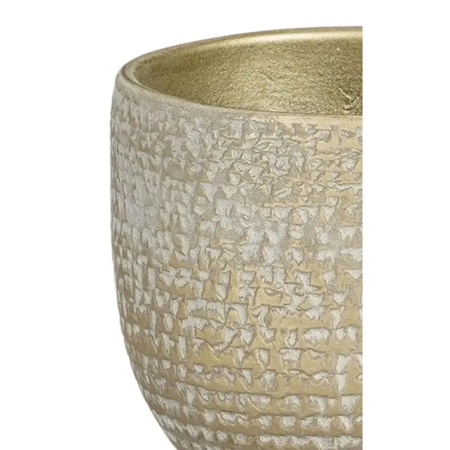Bloempotten Voor Binnen-Mica Decorations Plantenpot - terracotta - champagne-wit -16x14cm