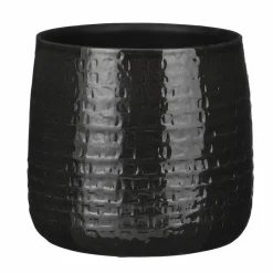 Bloempotten|Bloempotten Voor Binnen-Mica Decorations Plantenpot/bloempot - Keramiek zwart - D24/H21 cm