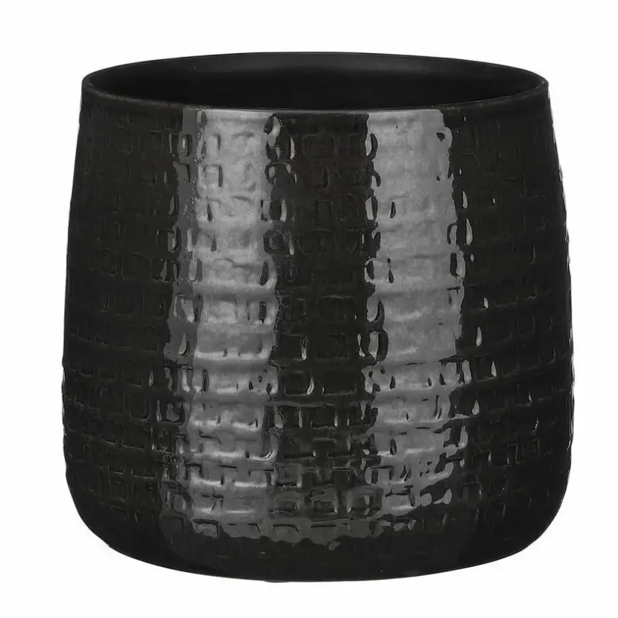 Bloempotten|Bloempotten Voor Binnen-Mica Decorations Plantenpot/bloempot - Keramiek zwart - D24/H21 cm