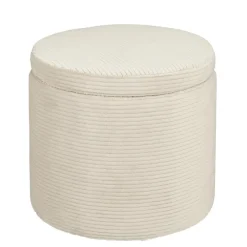 Poefen-Mica Decorations Poef met Opbergruimte - H41 x Ø42 cm - Off-white