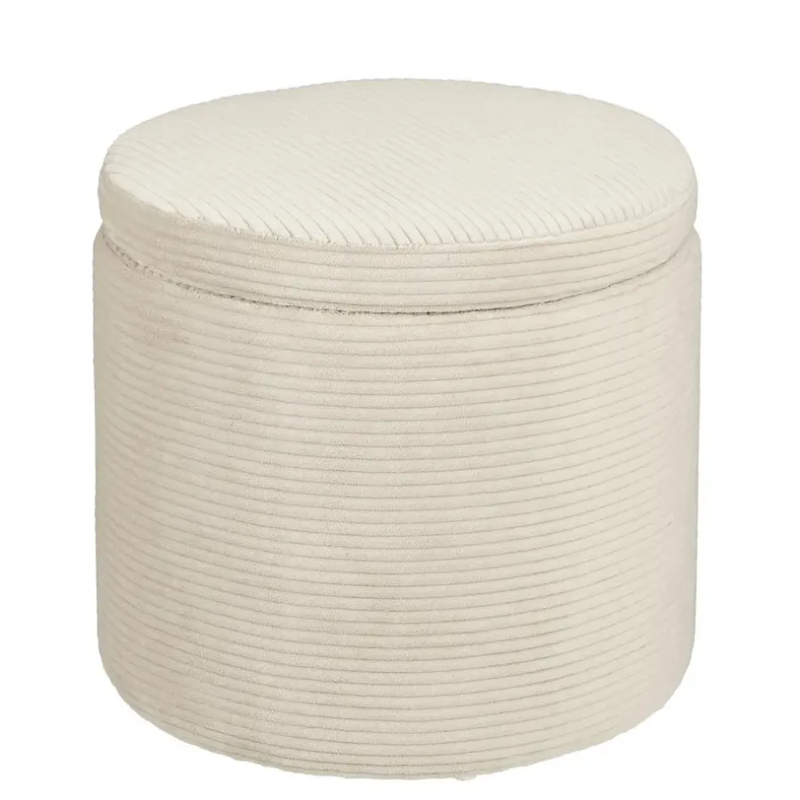 Poefen-Mica Decorations Poef met Opbergruimte - H41 x Ø42 cm - Off-white