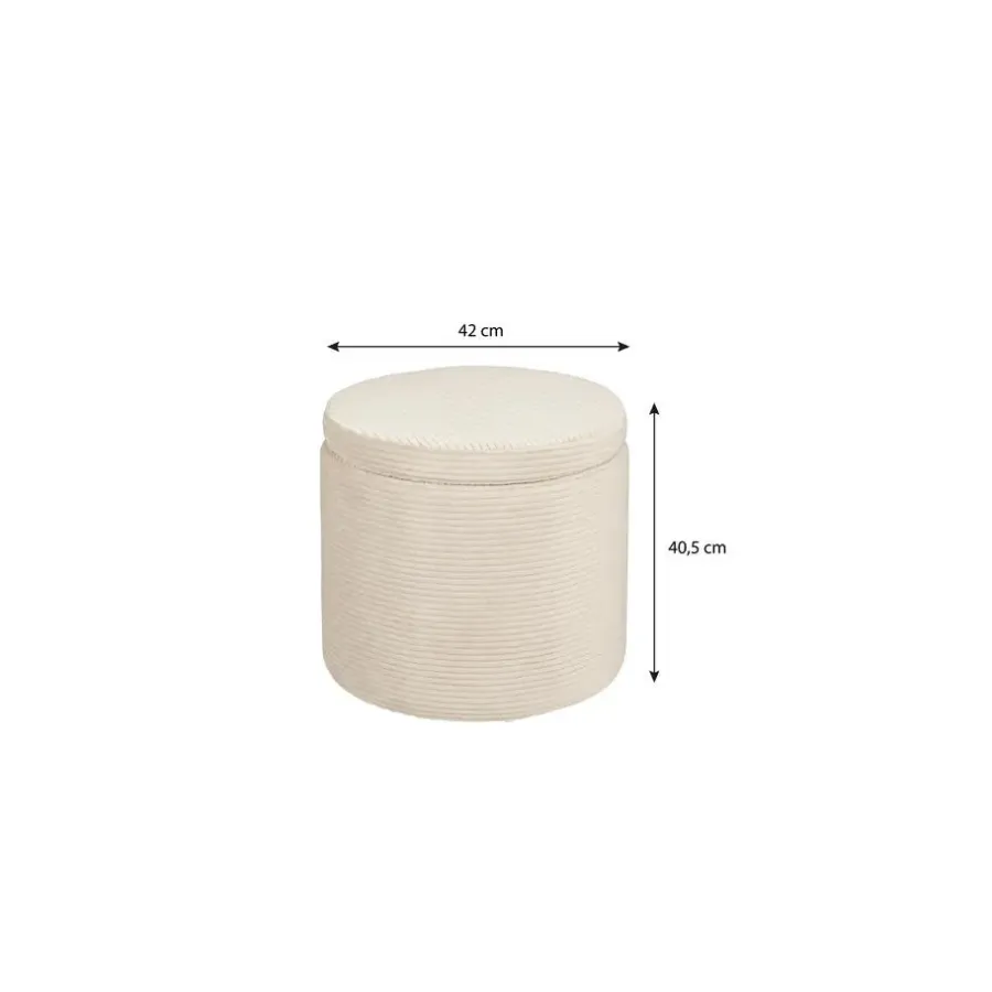 Poefen-Mica Decorations Poef met Opbergruimte - H41 x Ø42 cm - Off-white