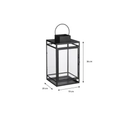 Kandelaars En Windlichten-Mica Decorations Storm Lantaarn - L19,5 x B19 x H36 cm - Zwart