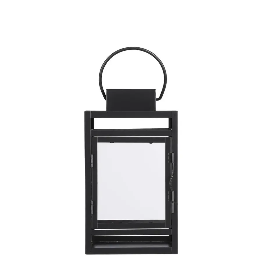Kandelaars En Windlichten-Mica Decorations Storm Lantaarn - L13,5 x B13 x H23 cm - Zwart