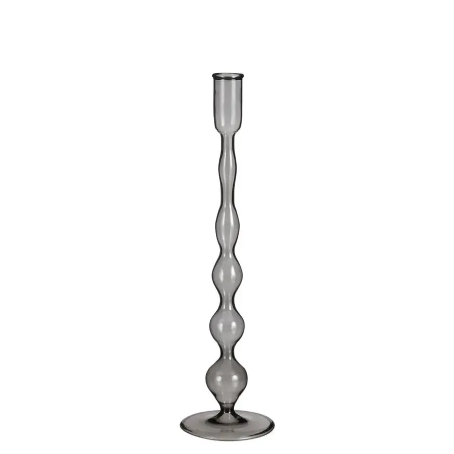 Kandelaars En Windlichten-Mica Decorations Trent Kandelaar - H33 x Ø9 cm - Glas - Donkergrijs