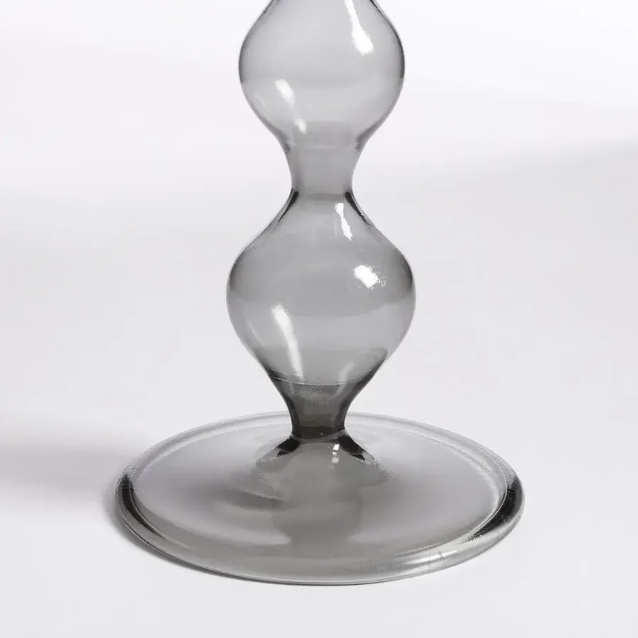 Kandelaars En Windlichten-Mica Decorations Trent Kandelaar - H33 x Ø9 cm - Glas - Donkergrijs