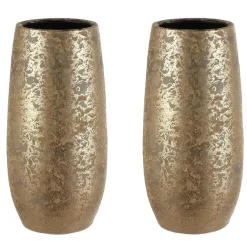 Vazen-Mica Decorations Vaas - keramiek flakes motief goud - 17 x 35 cm