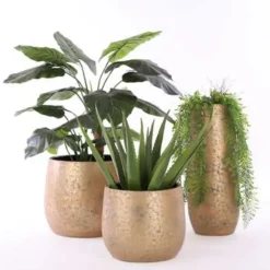 Vazen-Mica Decorations Vaas - keramiek - flakes - goud - D21 x H55 cm