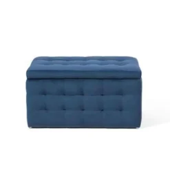 Hockers En Voetenbanken-Beliani MICHIGAN - Ottomaan - Donkerblauw - Fluweel