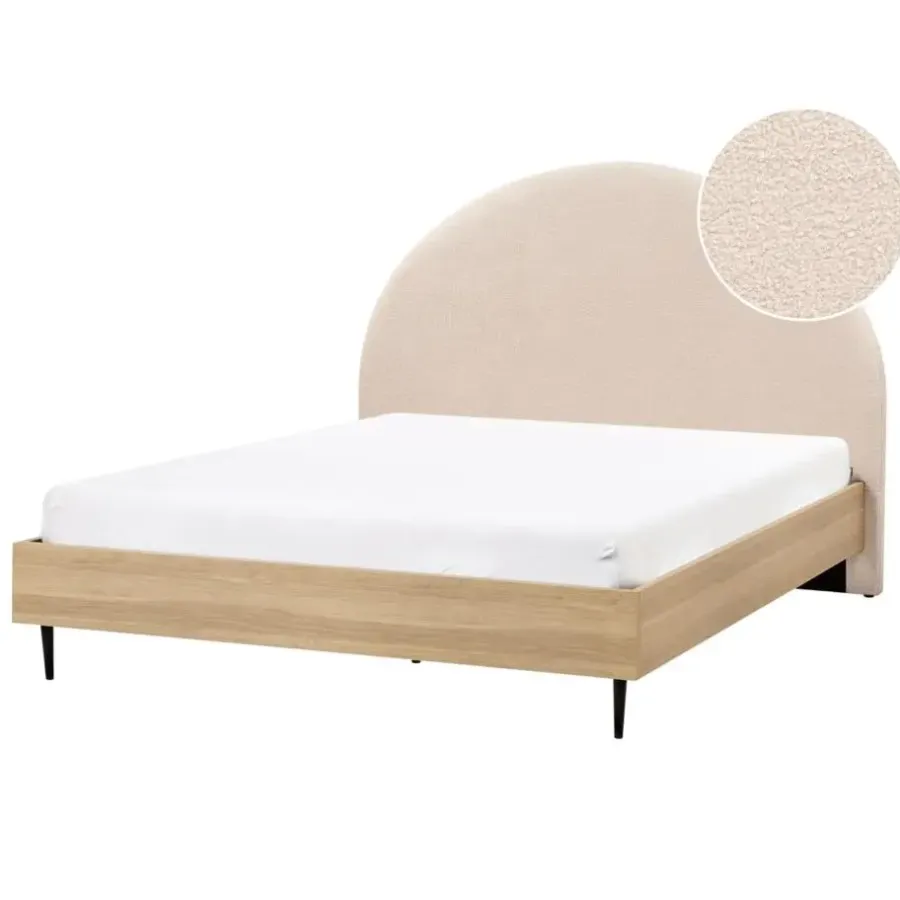 Beliani MILLAY - Bed - Beige - 140 x 200 cm - Bouclé