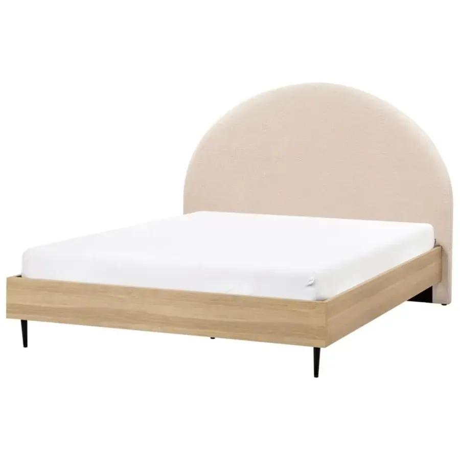 Beliani MILLAY - Bed - Beige - 140 x 200 cm - Bouclé