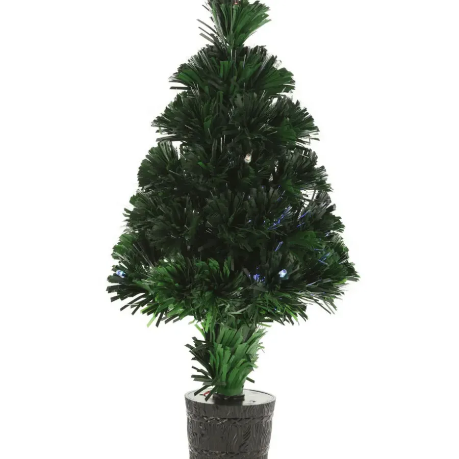 Kerstbomen-Merkloos Mini kunst kerstboom - 42 cm - met kerstverlichting - led lampjes