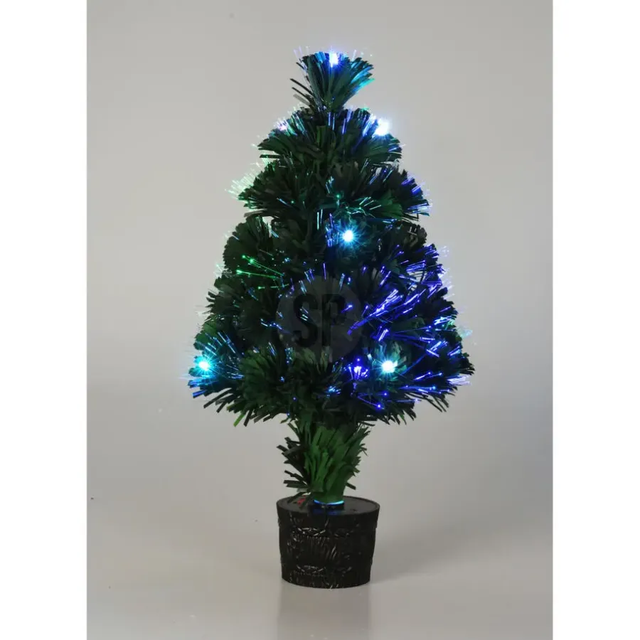 Kerstbomen-Merkloos Mini kunst kerstboom - 42 cm - met kerstverlichting - led lampjes