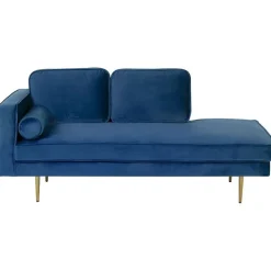 Loveseats-Beliani MIRAMAS - Chaise longue - Blauw - Linkerzijde - Fluweel