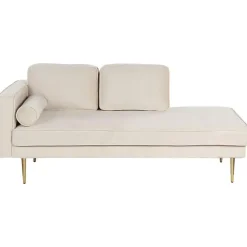 Loveseats-Beliani MIRAMAS - Chaise longue - Beige - Linkerzijde - Fluweel