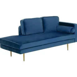 Loveseats-Beliani MIRAMAS - Chaise longue - Blauw - Rechterzijde - Fluweel