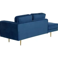 Loveseats-Beliani MIRAMAS - Chaise longue - Blauw - Rechterzijde - Fluweel