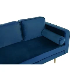 Loveseats-Beliani MIRAMAS - Chaise longue - Blauw - Rechterzijde - Fluweel