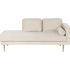 Beliani MIRAMAS - Chaise longue - Beige - Rechterzijde - Fluweel